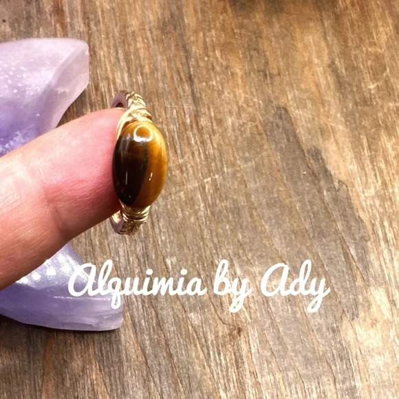 Gold tiger’s eye Victorian wire wrapped ring/manifesting courage and strength - Picture 1 of 6